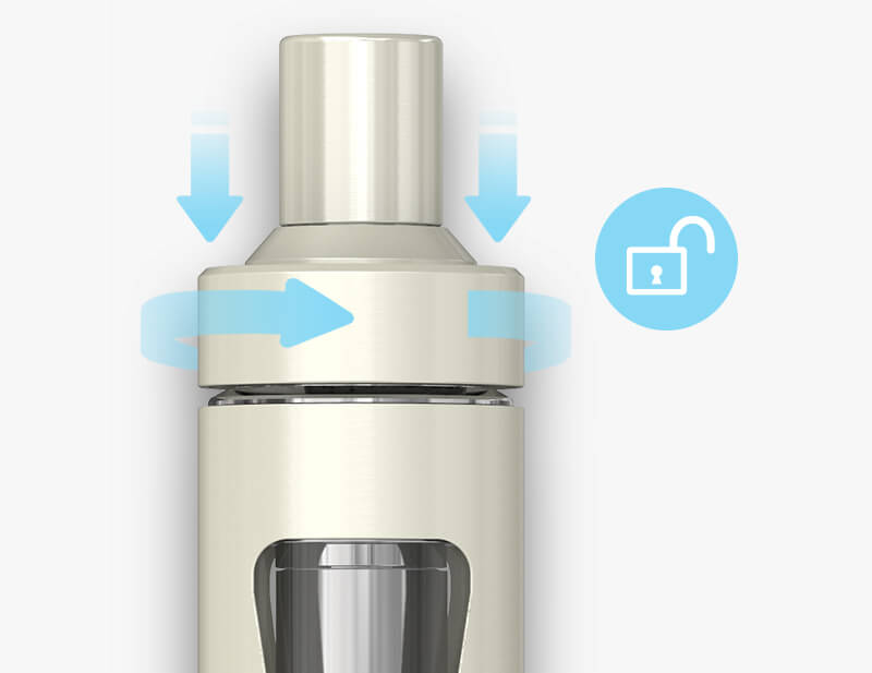 Ouverture et remplissage du modèle de cigarette électronique Ego Aio 1500mAh Eco Friend de Joyetech.