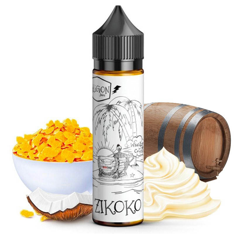 Flacon du eliquide Zikoko de la marque Religion Juice, fabricant français de eliquide pour le vapotage.