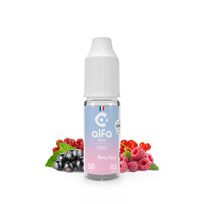 Flacon du eliquide Berry Kiss 10 ml de Alfaliquid, fabricant français de eliquide pour le vapotage.
