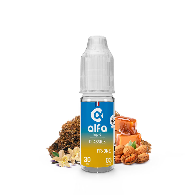 Flacon du eliquide FR-One 10 ml de Alfaliquid, fabricant français de eliquide pour le vapotage.