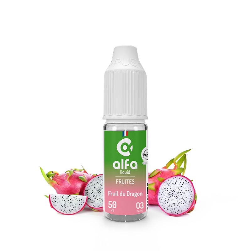 Flacon du eliquide Fruit du Dragon 10 ml de Alfaliquid, fabricant français de eliquide pour le vapotage.