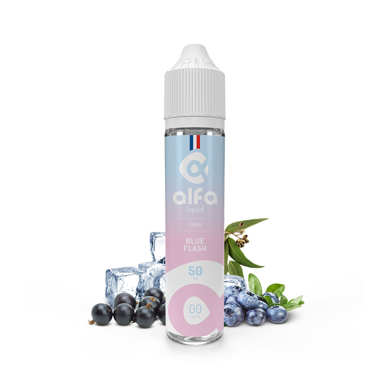 Photo du eliquide Blue Flash 50 ml de la marque française Alfaliquid.
