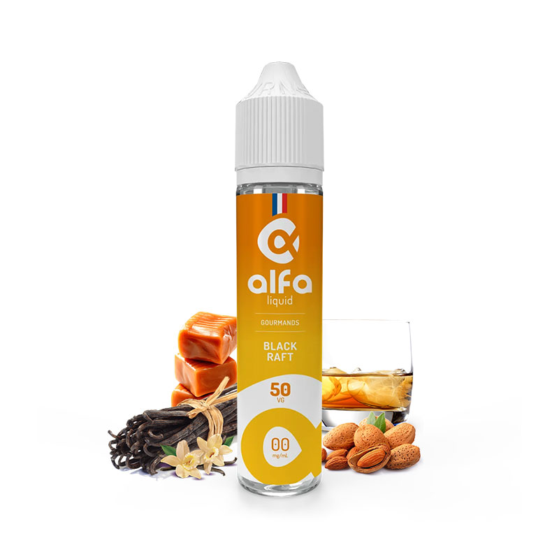 E-liquide Black Raft 50 ml - Alfaliquid (rhum ambré, vanille des îles, amande, caramel)