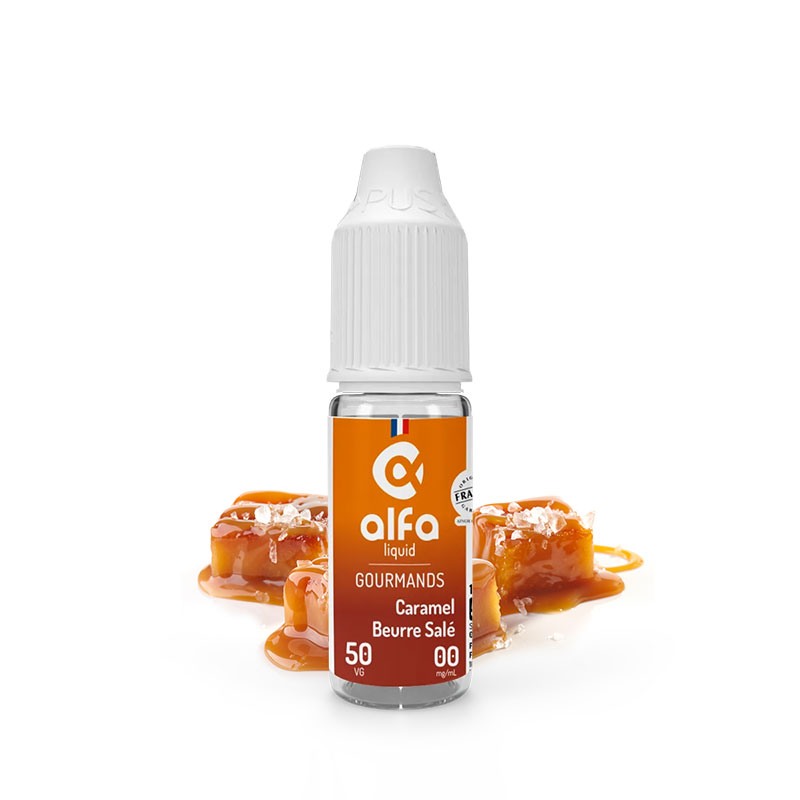 Flacon du e-liquide Caramel Beurre Salé 10 ml Alfaliquid