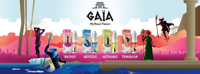 Bannière de la gamme de eliquide pour le vapotage Gaïa de la marque française Alfaliquid et fabriqués par la société Gaiatrend.
