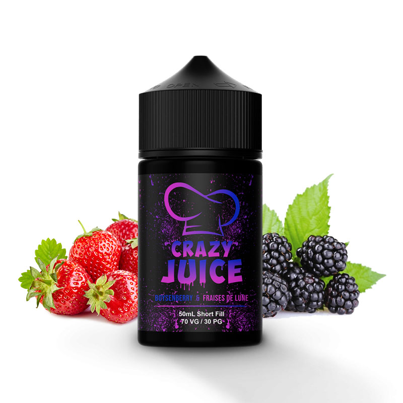 Photo du eliquide Boysenberry & Fraises de Lune 50ml de la marque canadienne Mukk Mukk Enterprises et produit en France par Alfaliquid.