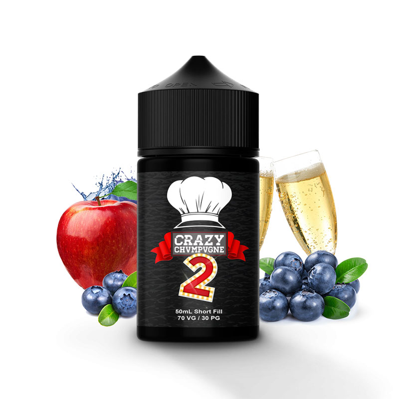 Photo du eliquide Crazy Chvmpvgne V2 50ml de la marque canadienne Mukk Mukk Enterprises et produit en France par Alfaliquid.