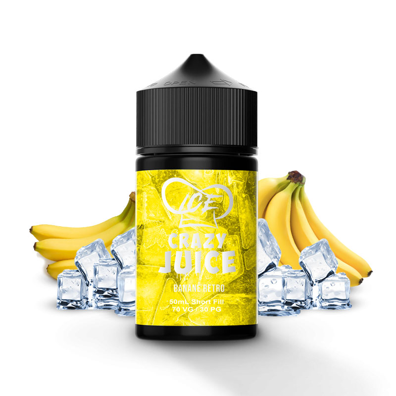 Photo du eliquide Ice Banane Retro 50ml de la marque canadienne Mukk Mukk Enterprises et produit en France par Alfaliquid.