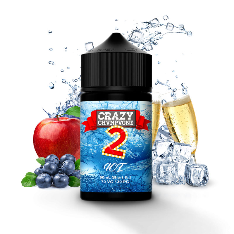 Photo du eliquide Crazy Chvmpvgne Ice V2 50ml de la marque canadienne Mukk Mukk Enterprises et produit en France par Alfaliquid.