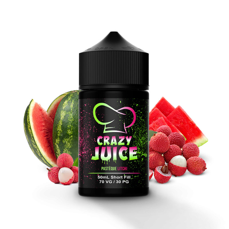 Photo du eliquide Pastèque Litchi 50ml de la marque canadienne Mukk Mukk Enterprises et produit en France par Alfaliquid.