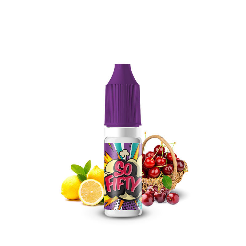 Flacon du e-liquide Cerise Citron 10ml de la gamme So Fifty de Alfaliquid