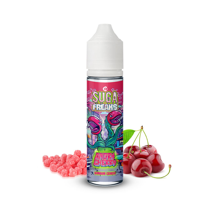 Photo du Angry Cherry 60 ml eliquide pour le vapotage Sugafreaks de la marque française Alfaliquid et fabriqués par la société Gaiatrend.