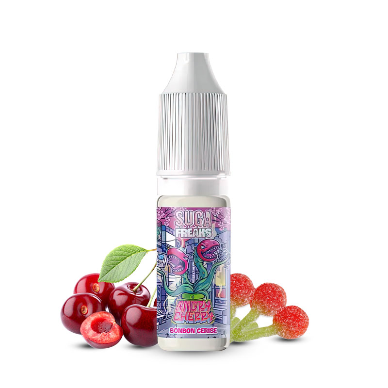 Photo du eliquide Angry Cherry 10ml de la gamme française Sugafreaks et fabriqué par Alfaliquid.