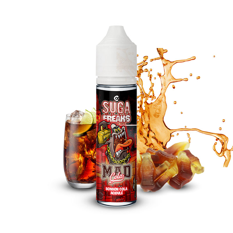 Photo du Mad Cola 60 ml eliquide pour le vapotage Sugafreaks de la marque française Alfaliquid et fabriqués par la société Gaiatrend.