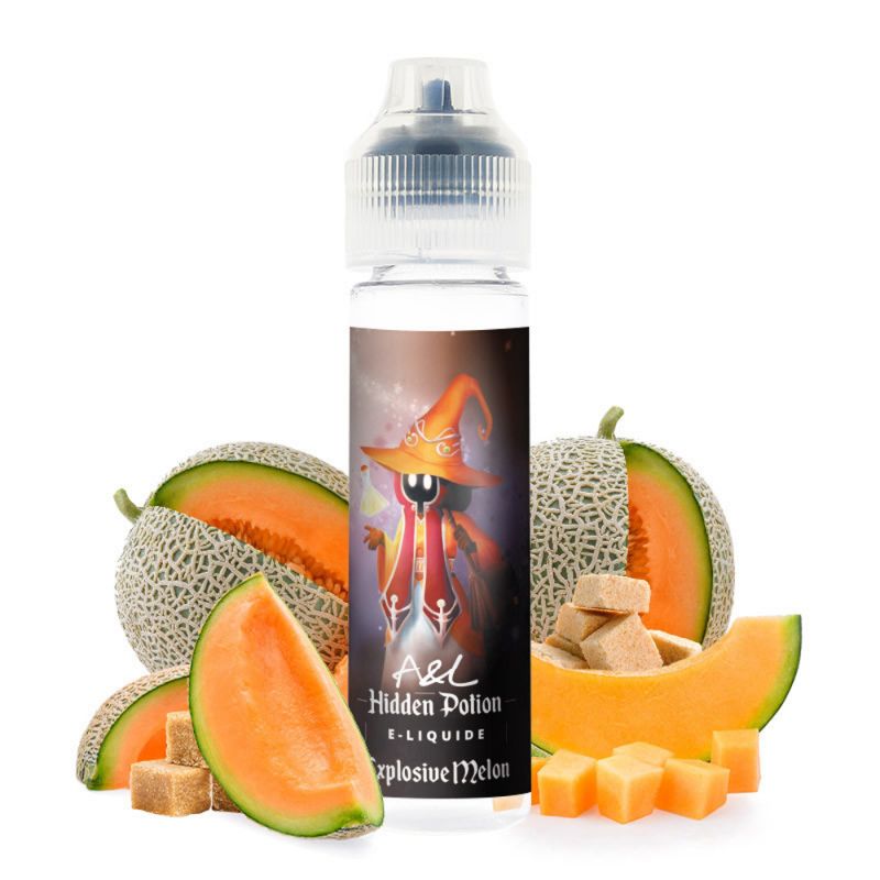 Photo du Explosive Melon 50 ml eliquide pour le vapotage Hidden Potion de la marque française Arômes et liquides (A&L) et fabriqués par la société Gaiatrend.