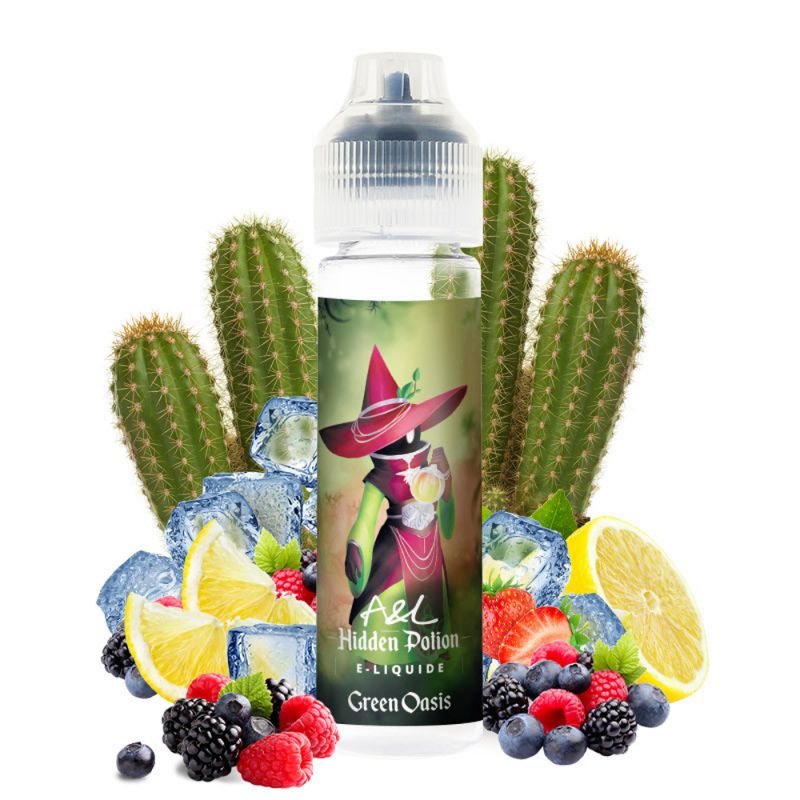 Photo du Green Oasis 50 ml eliquide pour le vapotage Hidden Potion de la marque française Arômes et liquides (A&L) et fabriqués par la société Gaiatrend.