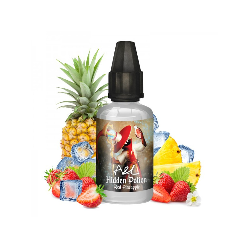 Photo du flacon de l'arôme concentré Red Pineapple 30ml de la marque Hidden Potion fabriqué par Arômes et Liquides.