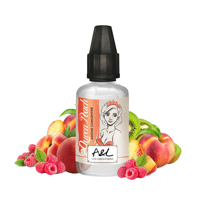 Photo du flacon de l'arôme concentré Queen Peach 30ml de la marque Arômes et Liquides fabriqué par Arômes et Liquides.