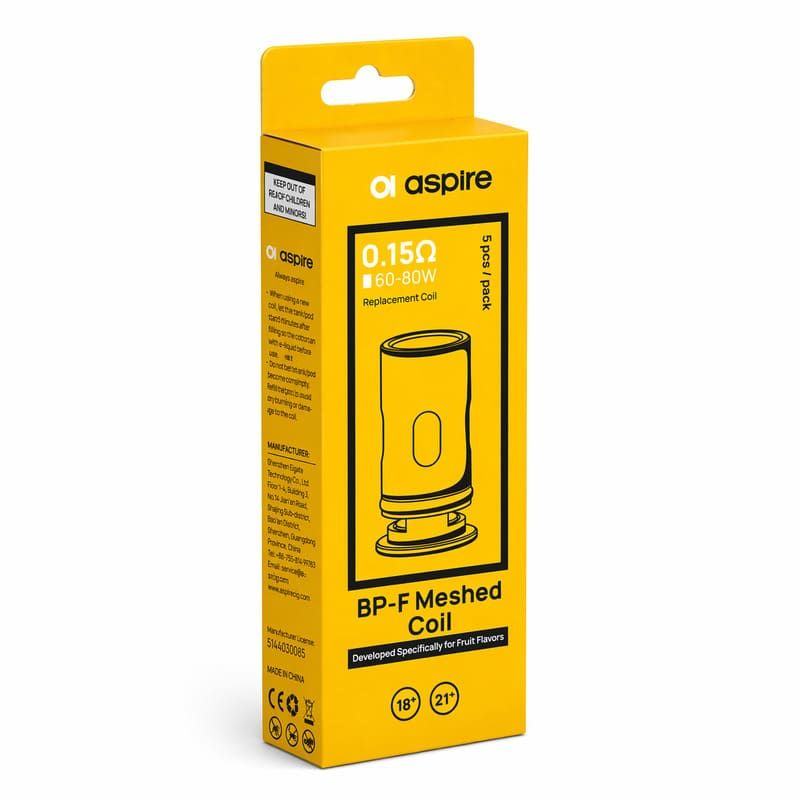 Résistances BP-F Aspire pack de 5 pour clearomiseur H2
