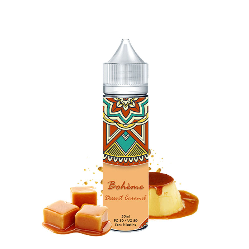 Photo du e-liquide Dessert Caramel 50ml de la marque française Bohème.