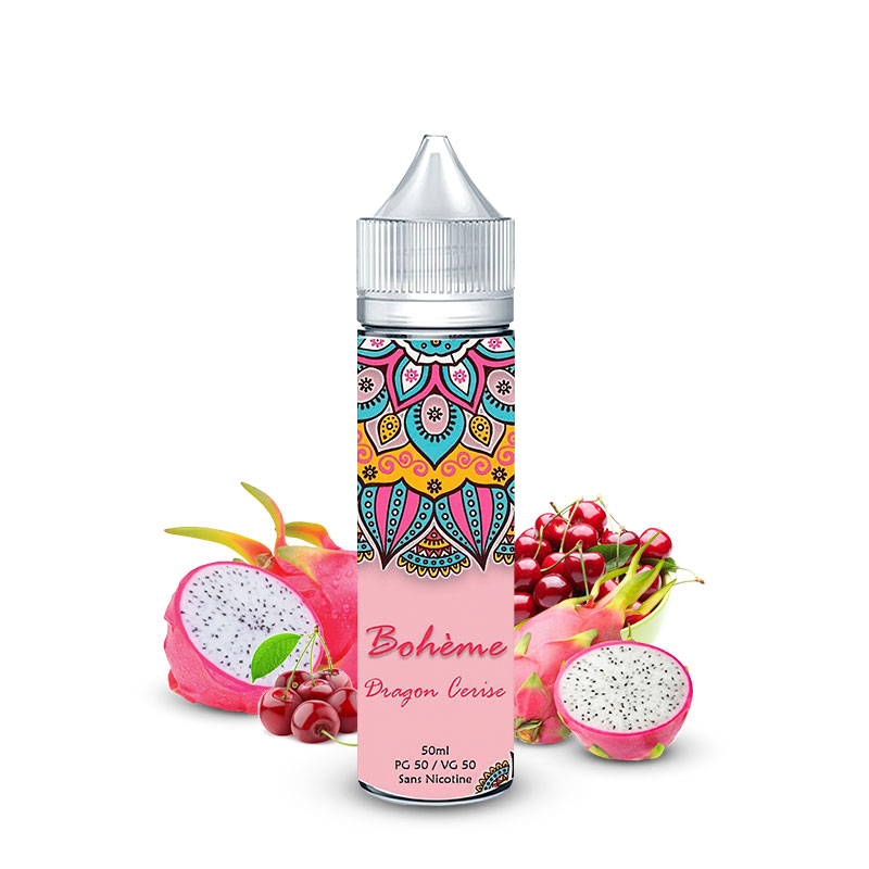 Photo du e-liquide Dragon Cerise 50ml de la marque française Bohème.