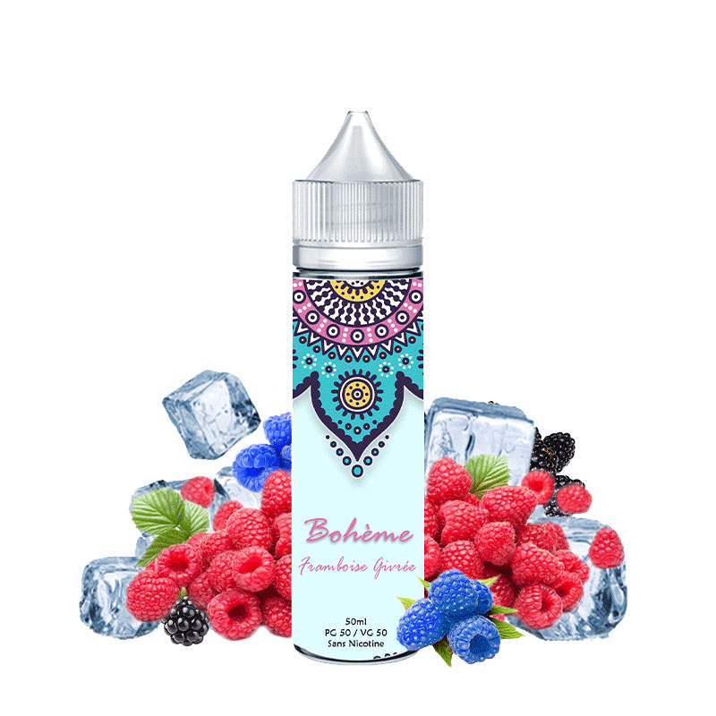 Photo du e-liquide Framboise Givrée 50ml de la marque française Bohème.