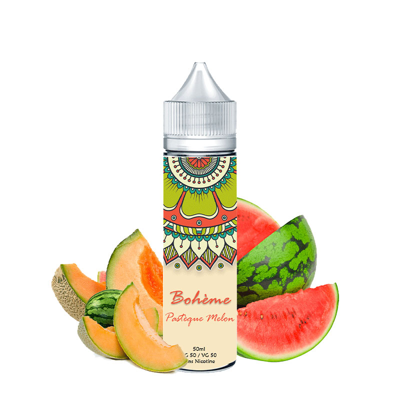 Photo du e-liquide Pastèque Melon 50ml de la marque française Bohème.