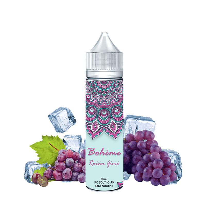 Photo du e-liquide Raisin Givré 50ml de la marque française Bohème.