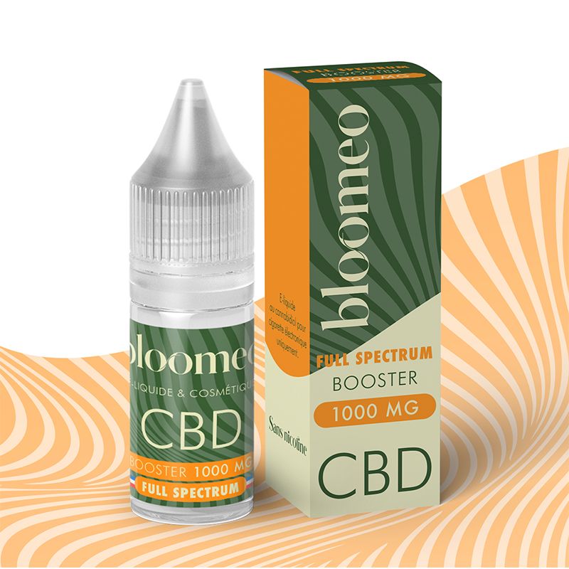 Photo du booster de CBD Full Spectrum 1000 mg 10 ml de la marque Bloomeo par Guilab.