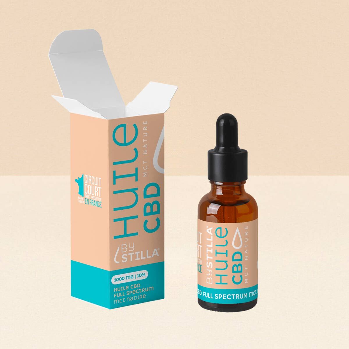 Huile MCT CBD à base d'huile de coco, huile de CBD 10% d'origine française au spectre complet.