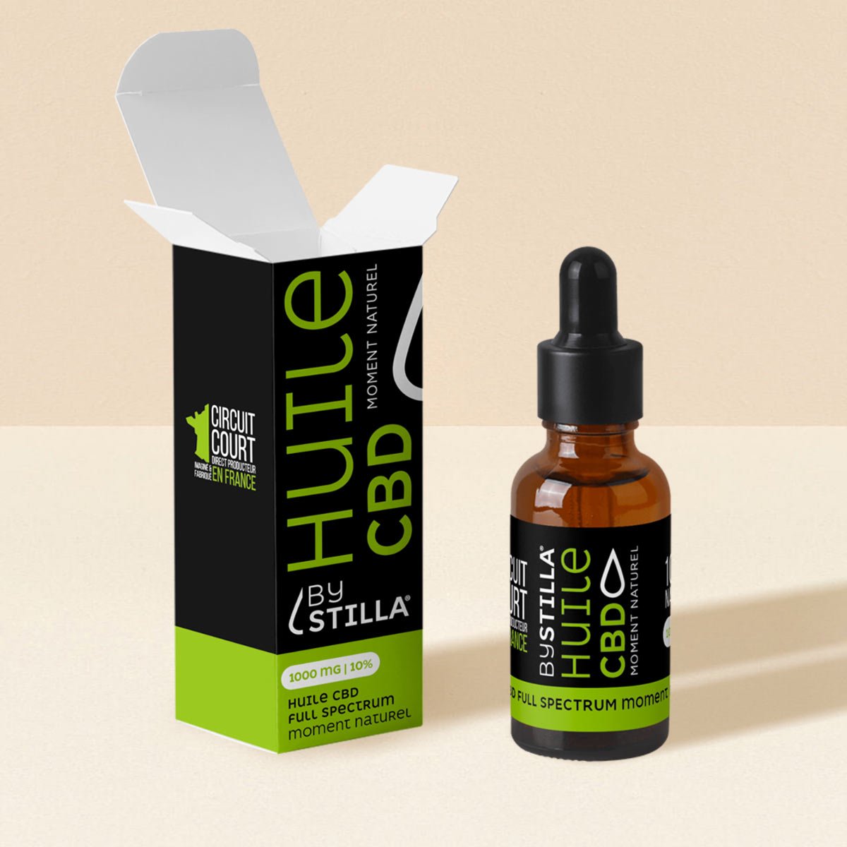 Huile vierge de chanvre BIO Stilla, huile de CBD 10% d'origine française au spectre complet.