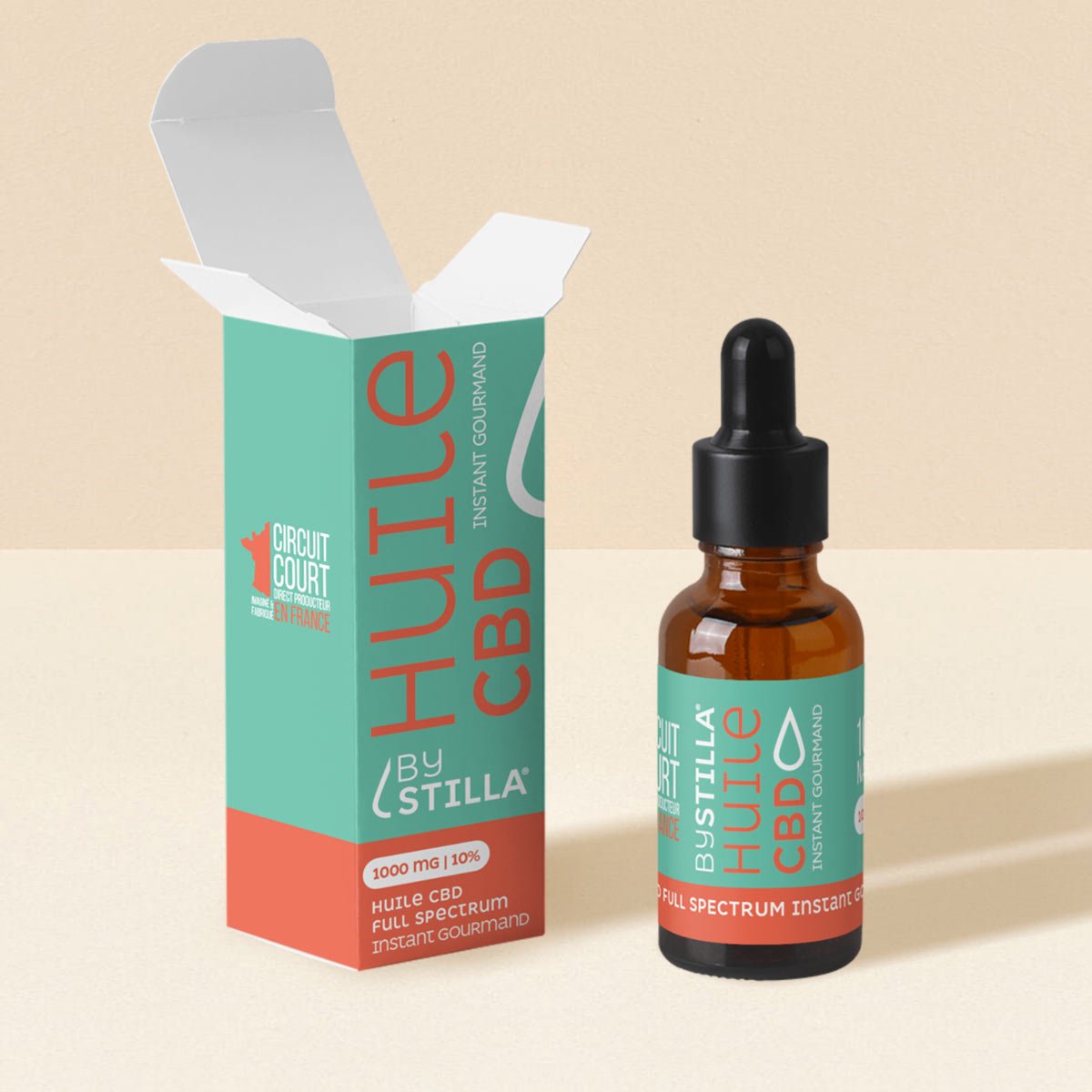 Huile CBD Instant Gourmand (Poire / Vanille) Full Spectrum by Stilla, huile de CBD 10% d'origine française au spectre complet.