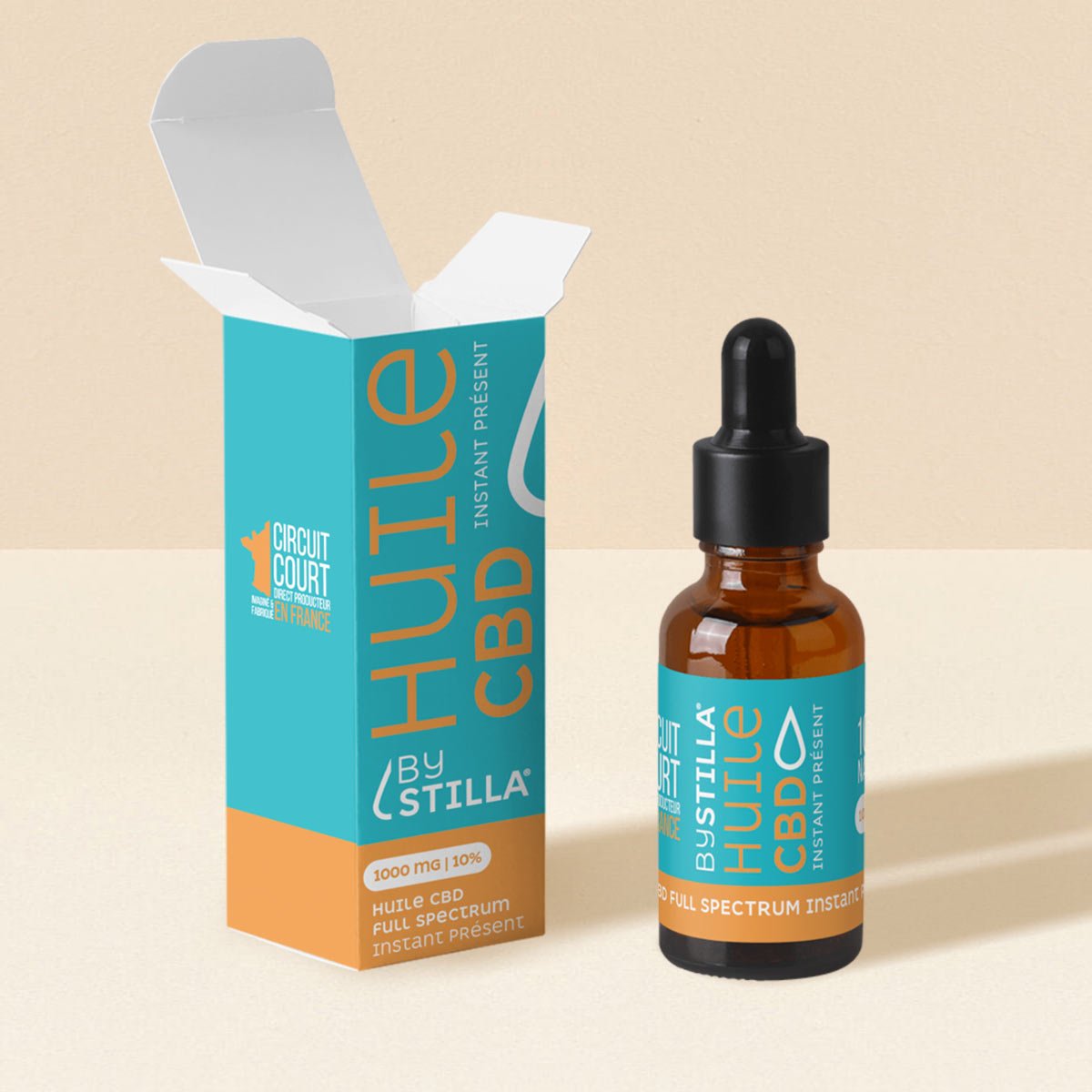 Huile CBD Instant Présent Pina Colada Full Spectrum by Stilla, huile de CBD 10% d'origine française au spectre complet.