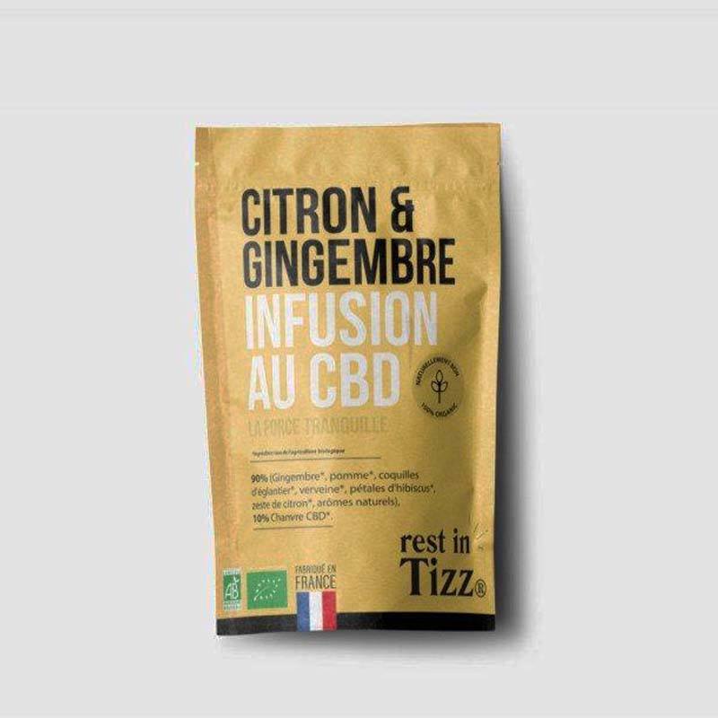 Infusion CBD citron gingembre TIZZ bio chanvre tisane detox digestion
