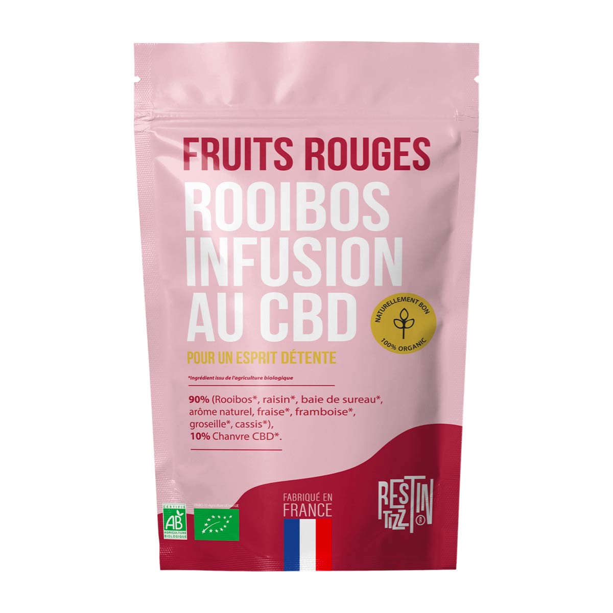 Fruits rouges, une infusion rooibos bio au cbd et aux fruits rouges par Tizz.