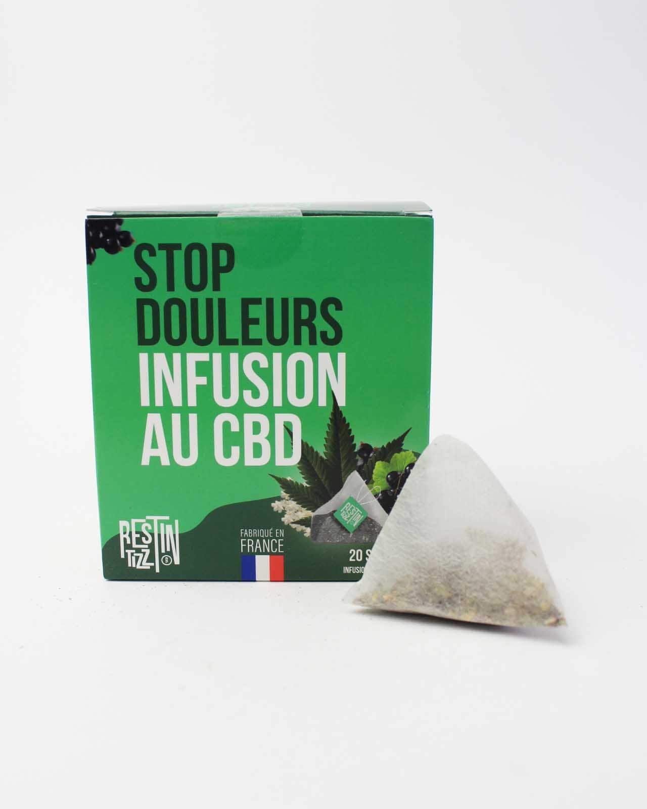Infusette CBD Stop Douleurs TIZZ bio cassis sureau sauge chanvre soulagement naturel