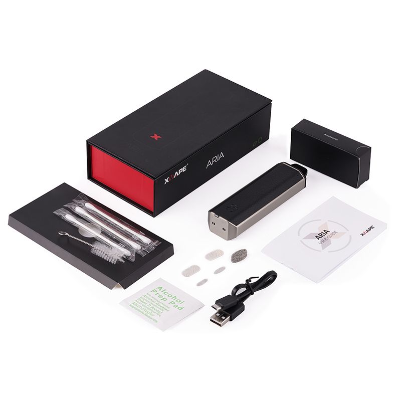 Packaging du vaporisateur Aria de XVape, vaporisateur personnel à herbe cbd et cannabis