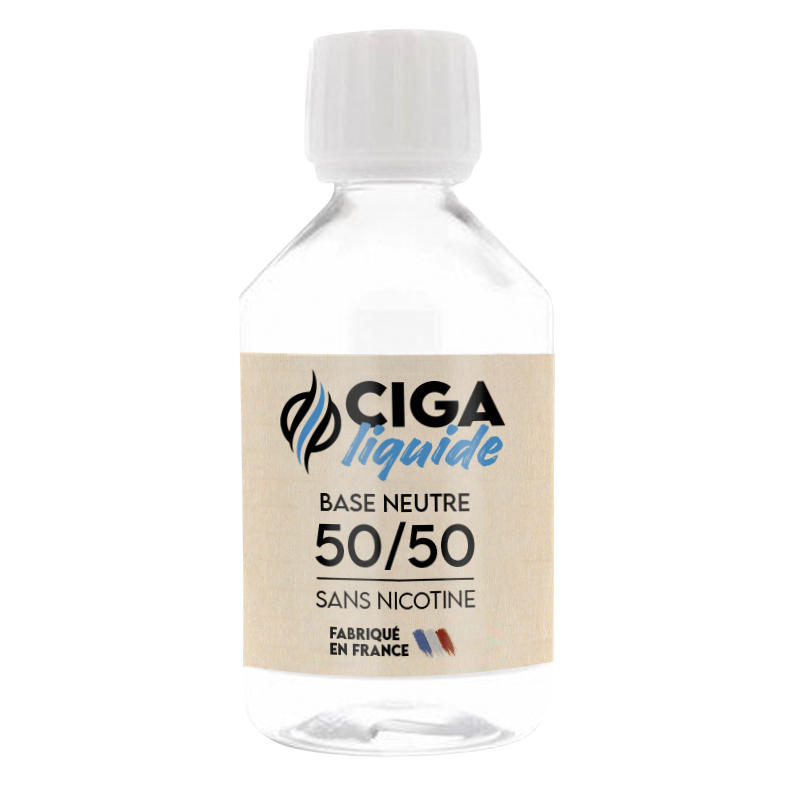 Base 250 ml Ciga Liquide pour confectionner ses e-liquides DIY, disponible en 0/100, 30/70, 50/50, 70/30 PG/VG