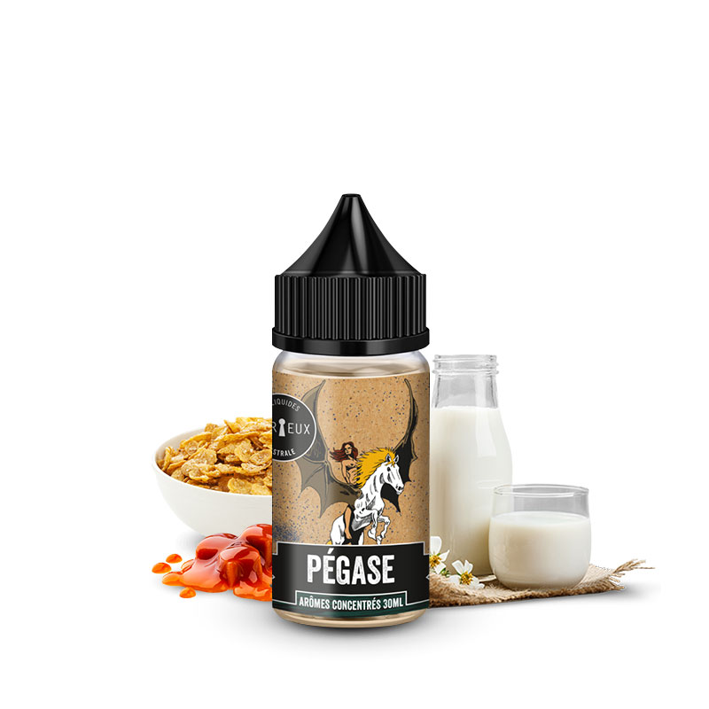 Photo du flacon de l'arôme concentré Pégase 30ml fabriqué par Curieux E-liquides.