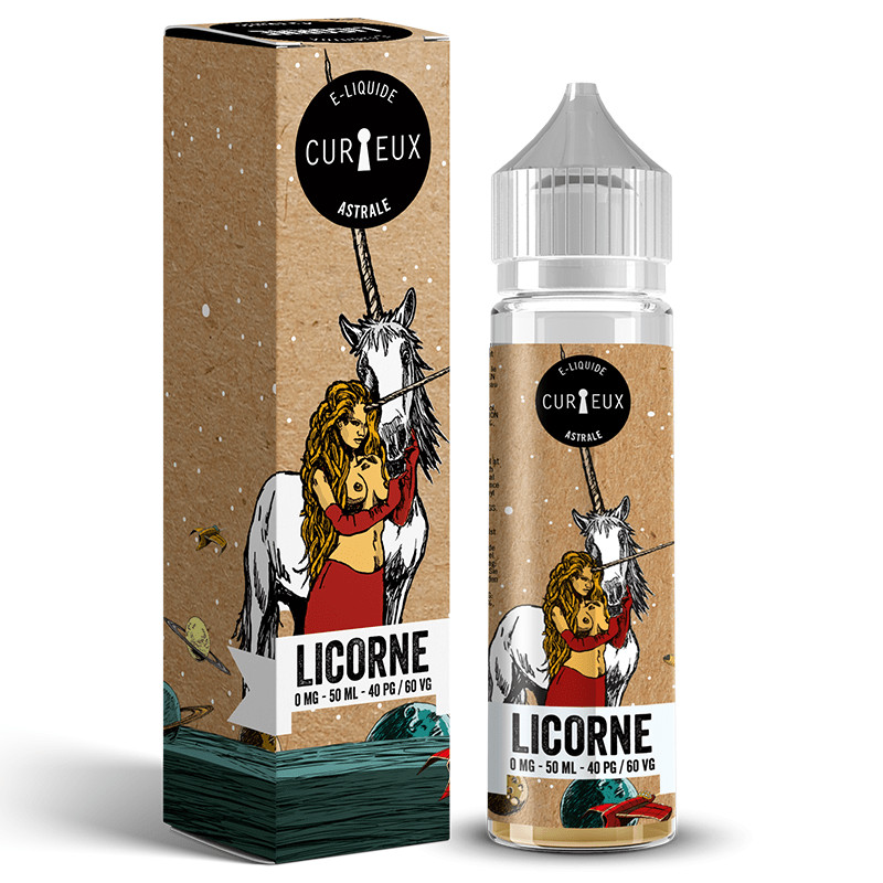Eliquide Licorne de l'édition Astrale par la marque française Curieux E-liquides.