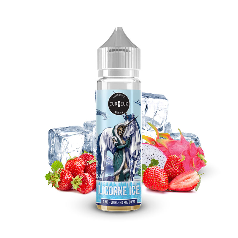 E-liquide Licorne Ice 50 ml de l'édition Astrale par la marque française Curieux E-liquides.