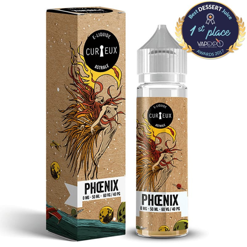 Eliquide Phoenix de l'édition Astrale par la marque française Curieux E-liquides.