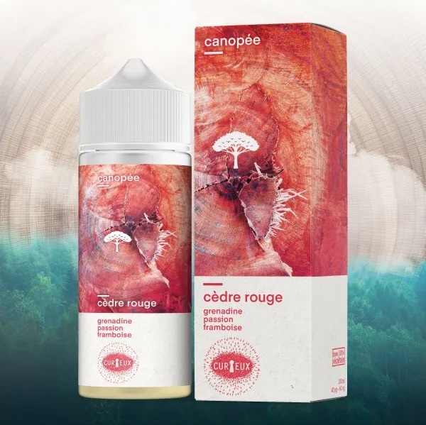E-liquide Cèdre Rouge 100ml Canopée Curieux saveur grenadine framboise passion frais