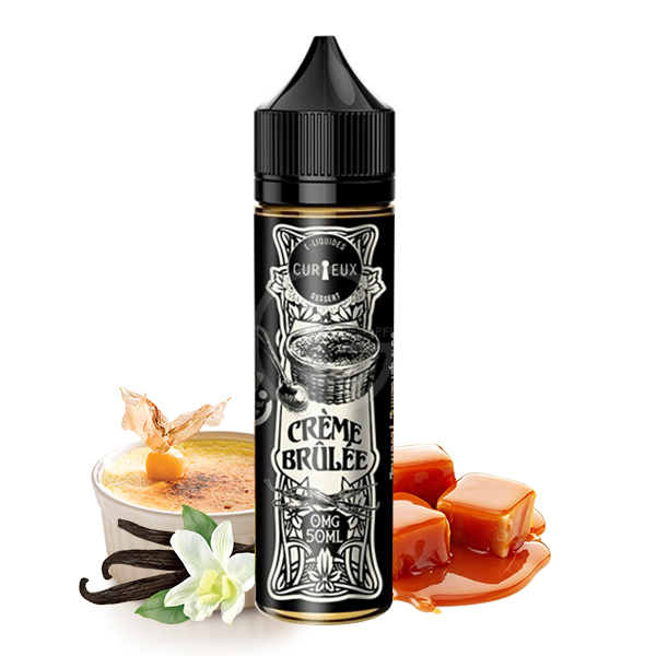 Eliquide Crème Brûlée de l'édition Dessert par la marque française Curieux E-liquides.