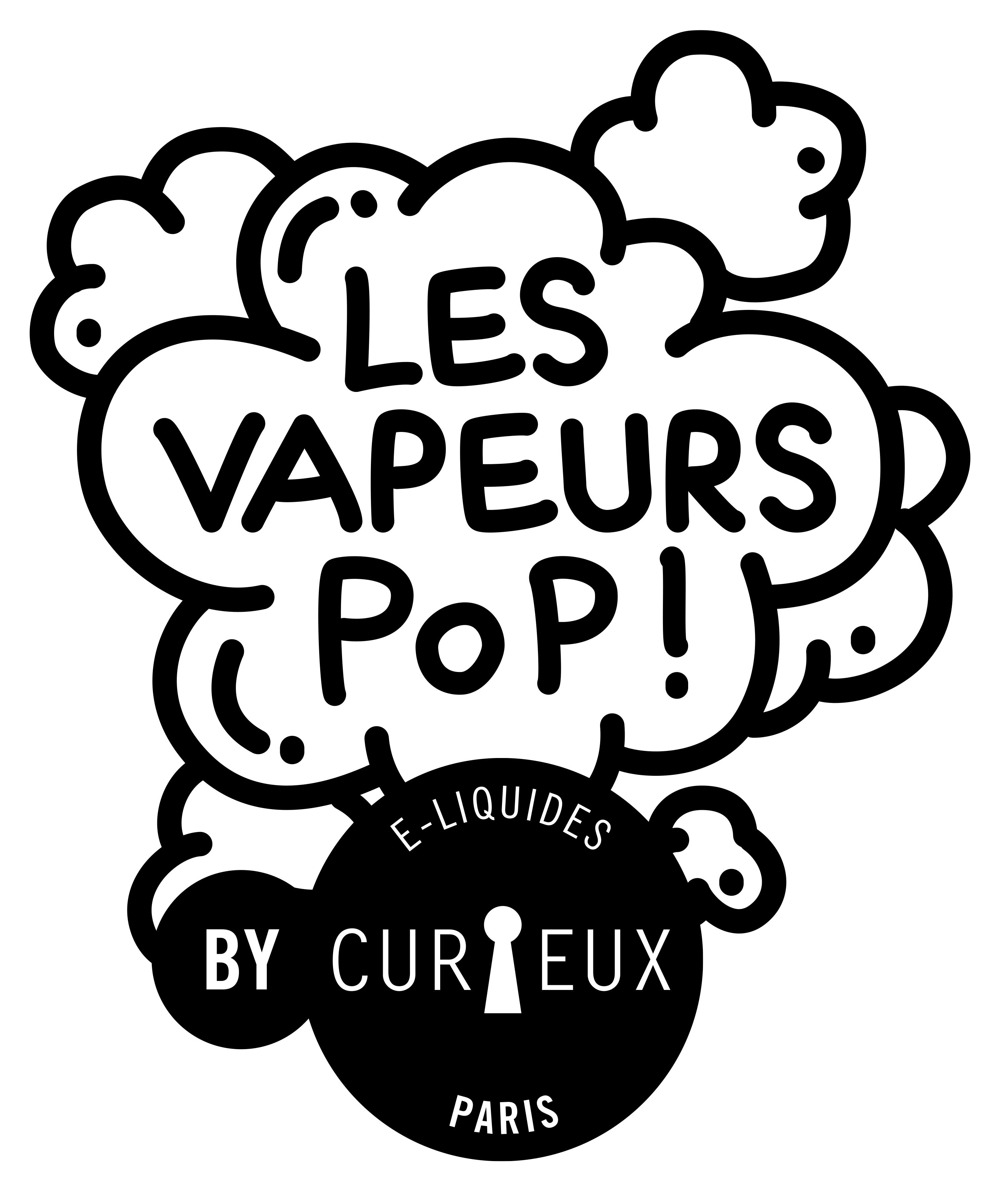 Logo de la marque Les Vapeurs Pop par Curieux E-liquides.