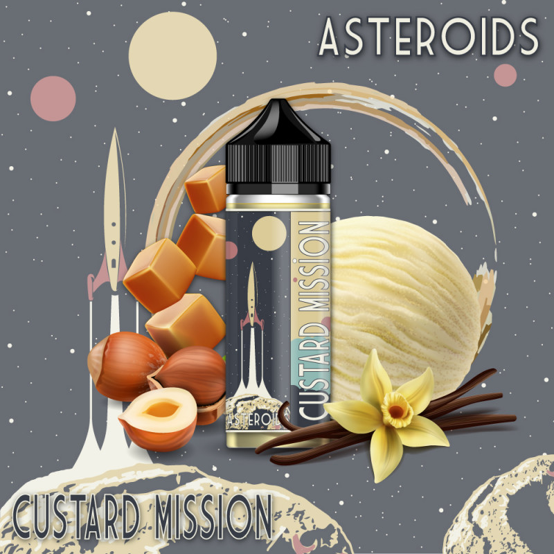 Photo du Asteroid 170 ml eliquide pour le vapotage de la marque française Custard Mission.