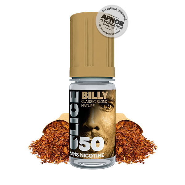 Photo du flacon du Billy 10 ml de D'50 D'lice, marque française de e-liquide.