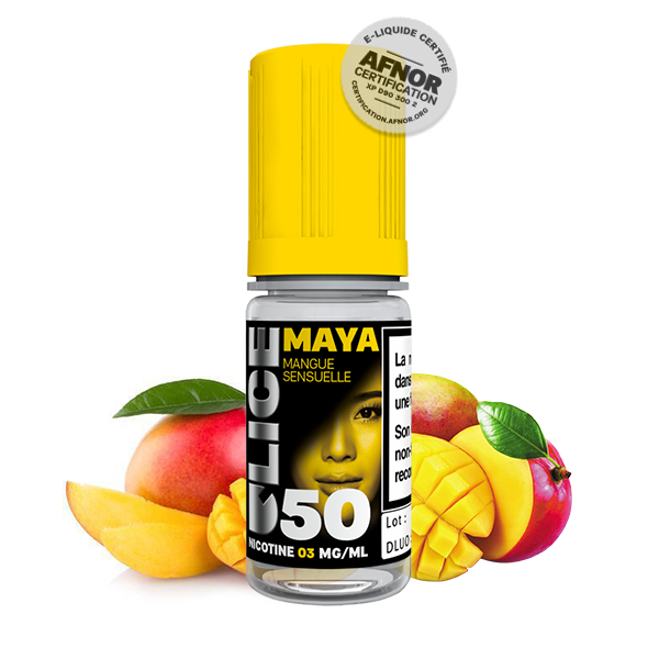 Photo du flacon du Maya 10 ml de D'50 D'lice, marque française de e-liquide.