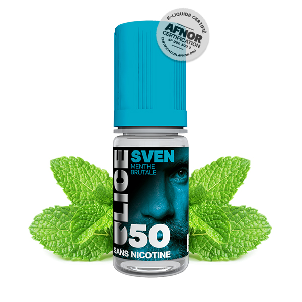 Photo du flacon du Sven 10 ml de D'50 D'lice, marque française de e-liquide.