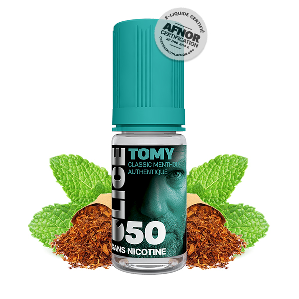 Photo du flacon du Tomy 10 ml de D'50 D'lice, marque française de e-liquide.